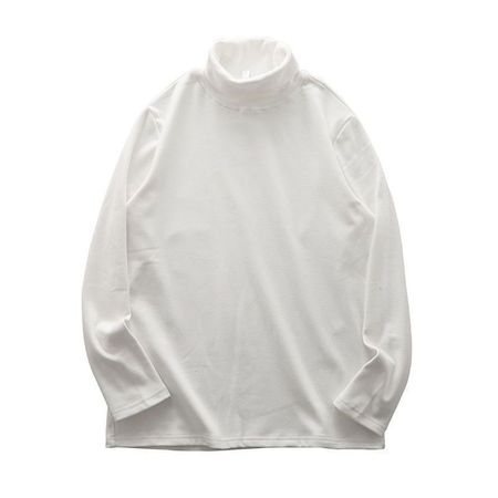 Men's High-neck Long-sleeved T-shirt Solid Color Casual Warm Top
